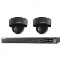 Hikvision 8 MP zwart IP camerabewaking set 2 dome cameras