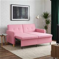 vidaXL Uittrekbare Slaapbank Roze Stof