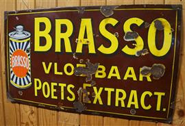Antiek emaille Brasso Reclamebord Vloeibaar Poets