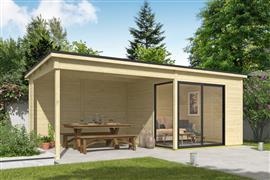 Blokhut met overkapping Julia 295x295  vuren