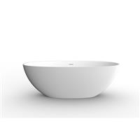 Vrijstaand Ligbad BWS Carde 165x75 cm Solid Surface Mat Wit