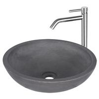Waskomset Differnz Ravano Beton 40x12 cm Antraciet met Hoge Wastafelkraan Mat Chroom