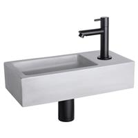 Fonteinset Differnz Ravo Beton 38.5x18.5x9 cm Licht Grijs Met Rechte Mat Zwart