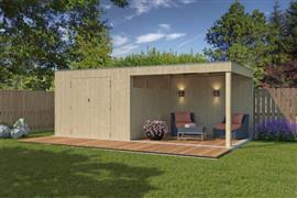 NIEUW Modern tuinhuis met overkapping: 8312EXT300
