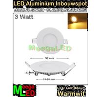 LED inbouwspot panel spot Rond wit Warmwit 3W