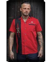Rumble 59, Lounge Shirt Pinstripe Paradise Red in Small.