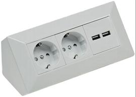 Stopcontact met 2 stekkeraansluitingen en 2 USB- aansluiting