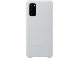 Samsung Galaxy S20 Leather Cover Licht Grijs
