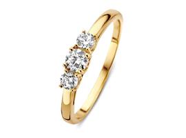 Excellent Jewelry Geelgouden Dames Ring met Drie Zirkonia’s