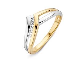 Excellent Jewelry Gouden Ring met Diamanten Kopstuk met Witg