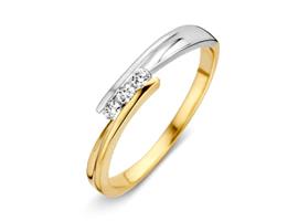 Excellent Jewelry Slanke Gouden Ring met Witgouden Uiteinde
