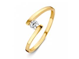 Excellent Jewelry Open Geelgouden Ring met Kleurloze Zirkoni