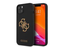 Guess iPhone 13 Hardcase Backcover Hoesje Gold 4G Logo - Zwa