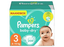 Pampers - Baby Dry - Maat 3 - Maandbox - 208 luiers - Voorde
