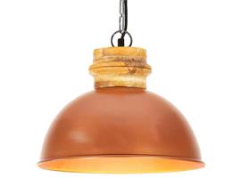 vidaXL Hanglamp industrieel rond E27 32 cm mangohout koperkl