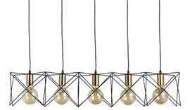 Industriële Hanglamp - Zwart Metalen Frame - Gouden Fitting