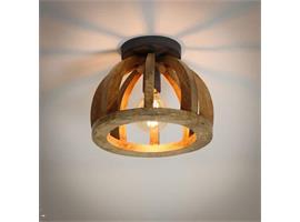 Plafondlamp gebogen houten spijl / Massief mango naturel