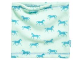 Playshoes fleece ronde sjaal turquoise paardjes