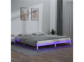 vidaXL Cadre de lit à LED Blanc 200x200 cm Bois massif