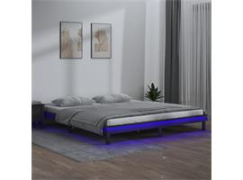 vidaXL Cadre de lit à LED Gris 150x200 cm Très grand Bois ma