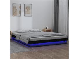 vidaXL Cadre de lit à LED Noir 120x190 cm Petit double Bois