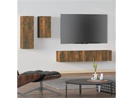 vidaXL 4-delige Tv-meubelset bewerkt hout gerookt eikenkleur