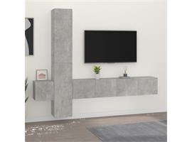 vidaXL 5-delige Tv-meubelset bewerkt hout betongrijs