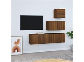 vidaXL 4-delige Tv-meubelset bewerkt hout bruineikenkleurig