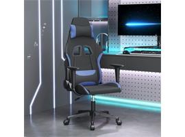 vidaXL Chaise de jeu de massage Noir et bleu Tissu