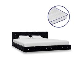 vidaXL Bed met traagschuim matras fluweel zwart 160x200 cm