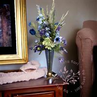 Boeket zijden kunst bloemen - blauw -