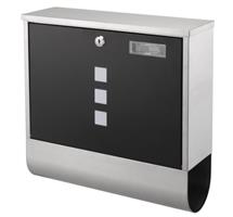 Michelino RVS Wand Brievenbus - Hangend - Zilver/Zwart
