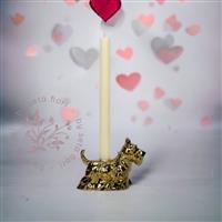 Kaarsen kandelaar - hond - goud - 15cm