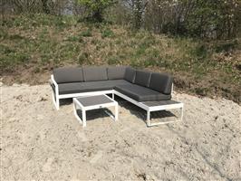 Witte hoek loungeset tuin wit - 192x219cm