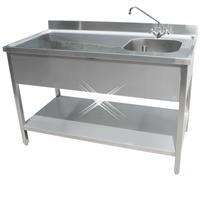 Rvs cheftafel met bodemschap 1700x700x900 mm (spoelbak rechts + rand)