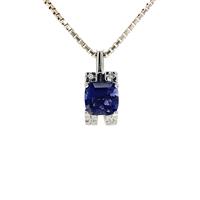 Witgouden hanger met diamant en blauw glas 18 krt  €397.5