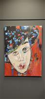 Olieverf schilderij vrouw met hoed van Ter Halle