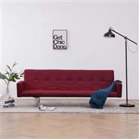 Slaapbank met armleuning polyester wijnrood