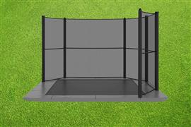 Akrobat Primus Flat to the ground Trampoline 380x250cm met half net Zwart - Antraciet