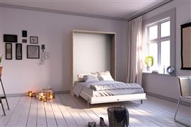 Opklapbed Juist wit met eikenkleur verticaal 2-persoons - BK beds