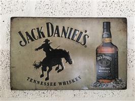 Metalen bord met geschilderde Jack Daniels items