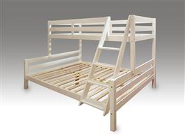 Massief houten drie persoons stapelbed wit