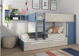 Jules stapelbed met kast en lades - 90x200 - Blauw - Trasman