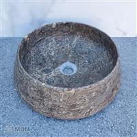 Ronde waskom marmer Silver Travertin