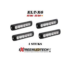 ELT-X6 LED Flitser 6x3 Watt ECER65 K2 IP67 12/24V Set 4 Stuks ** Aanbieding **