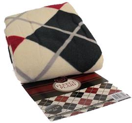 Plaid geruit woondeken beige zwart rood