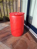 Regen ton 200 ltr blauw en wit 