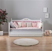 Bianca bedbank met gestoffeerd rugpaneel en slaaplade wit - Almila