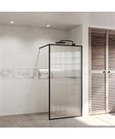BWS Douchewand Ribbel 90x200 | Helder | Mat Zwart | Inloopdouche