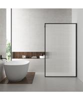 Wiesbaden Douchewand Square 90x200 | Helder | Mat Zwart | Inloopdouche